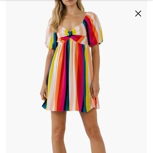 English Factory Rainbow Stripe Mini Dress